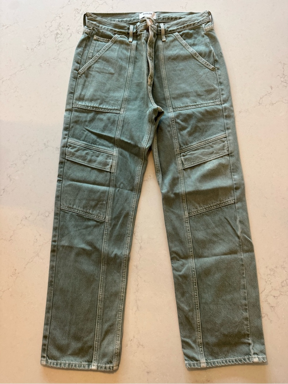 Agolde Cooper Olive Green Utility Cargo Jeans